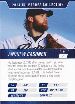 2014 Jr. San Diego Padres Collection #NNO Andrew Cashner Back