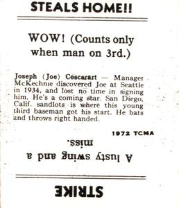 1972 TCMA 1936 Goudey R322 Reprints #NNO Joe Coscarart Back