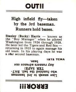 1972 TCMA 1936 Goudey R322 Reprints #NNO Bucky Harris Back