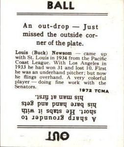 1972 TCMA 1936 Goudey R322 Reprints #NNO Buck Newsom Back