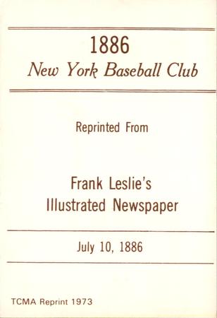 1973 TCMA 1886 Frank Leslie New York Giants (reprint) #NNO Thomas Deasley Back