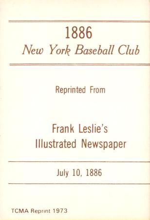 1973 TCMA 1886 Frank Leslie New York Giants (reprint) #NNO T.J. Esterbrook Back