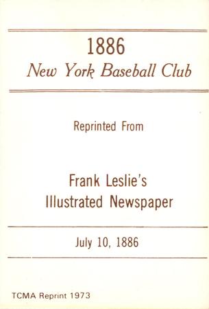 1973 TCMA 1886 Frank Leslie New York Giants (reprint) #NNO William Ewing Back
