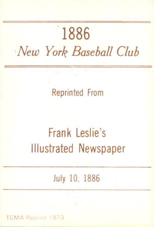1973 TCMA 1886 Frank Leslie New York Giants (reprint) #NNO J.J. Gerhardt Back