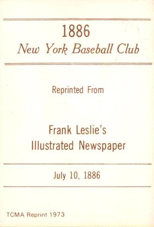1973 TCMA 1886 Frank Leslie New York Giants (reprint) #NNO Peter Gillespie Back