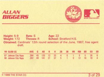 1989 Star Hamilton Redbirds - Platinum #3 Allan Biggers Back