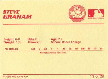 1989 Star Hamilton Redbirds - Platinum #13 Steve Graham Back