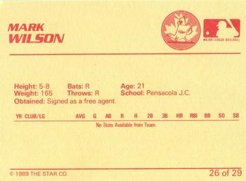 1989 Star Hamilton Redbirds - Platinum #26 Mark Wilson Back