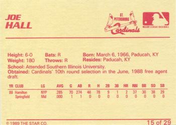 1989 Star St. Petersburg Cardinals - Platinum #15 Joe Hall Back