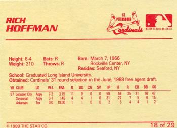 1989 Star St. Petersburg Cardinals - Platinum #18 Rich Hoffman Back