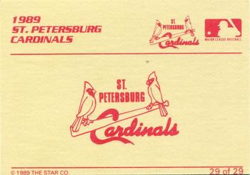 1989 Star St. Petersburg Cardinals - Platinum #29 Team Photo Back