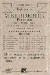 1996 Signature Rookies Old Judge - Club Set #3 Mike Birkbeck Back
