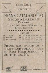 1996 Signature Rookies Old Judge - Club Set #7 Frank Catalanotto Back