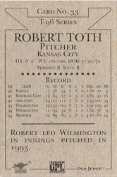 1996 Signature Rookies Old Judge - Club Set #33 Robert Toth Back