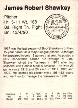 1977 TCMA 1927 New York Yankees 50th Anniversary #NNO Bob Shawkey Back