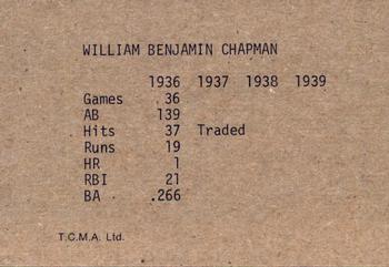 1983 TCMA 1936-39 New York Yankee Dynasty #NNO Ben Chapman Back