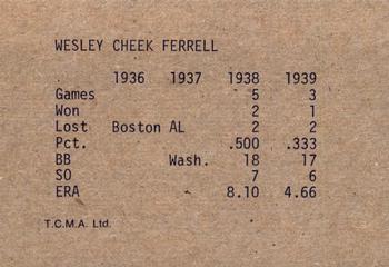1983 TCMA 1936-39 New York Yankee Dynasty #NNO Wes Ferrell Back