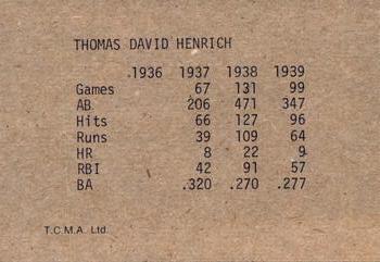 1983 TCMA 1936-39 New York Yankee Dynasty #NNO Tommy Henrich Back