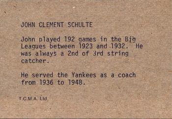 1983 TCMA 1936-39 New York Yankee Dynasty #NNO Johnny Schulte Back