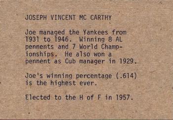 1983 TCMA 1936-39 New York Yankee Dynasty #NNO Joe McCarthy / Jacob Ruppert Back