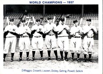 1983 TCMA 1936-39 New York Yankee Dynasty #NNO Joe DiMaggio / Frank Crosetti / Tony Lazzeri / Bill Dickey / Lou Gehrig / Jake Powell / George Selkirk Front