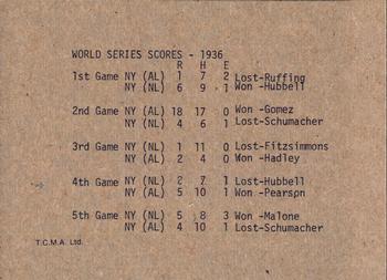 1983 TCMA 1936-39 New York Yankee Dynasty #NNO 1936 World Champions Back
