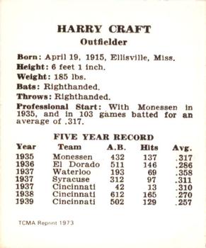 1973 TCMA 1940 Cincinnati Reds (W711-2) (reprint) #NNO Harry Craft Back
