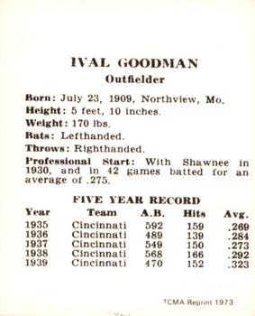 1973 TCMA 1940 Cincinnati Reds (W711-2) (reprint) #NNO Ival Goodman Back