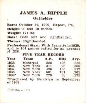 1973 TCMA 1940 Cincinnati Reds (W711-2) (reprint) #NNO James Ripple Back