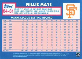 2019 Topps On-Demand Mini - 1984 Topps Baseball - Update Pink #84-31 Willie Mays Back