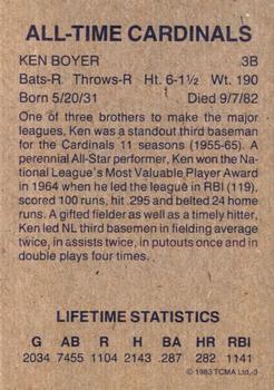 1983 TCMA All-Time St. Louis Cardinals Mixed Backs #3 Ken Boyer Back