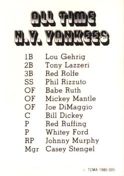 1980 TCMA All Time New York Yankees Set C #005 Babe Ruth Back