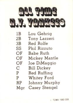 1980 TCMA All Time New York Yankees Set C #008 Bill Dickey Back