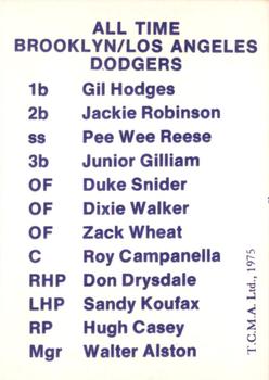 1975 TCMA All Time Brooklyn / Los Angeles Dodgers Blue and White #NNO Gil Hodges Back