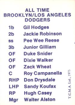 1975 TCMA All Time Brooklyn / Los Angeles Dodgers Blue and White #NNO Duke Snider Back