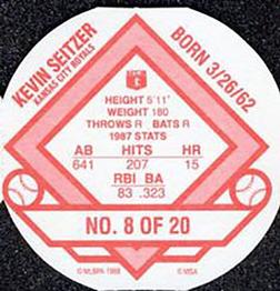 1988 Weis Winners Discs #8 Kevin Seitzer Back