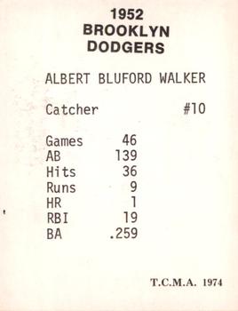 1974 TCMA 1952 Brooklyn Dodgers Matte Finish #NNO Rube Walker Back