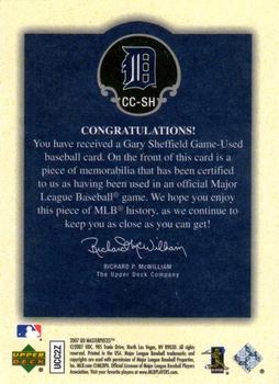 2007 Upper Deck Masterpieces - Captured on Canvas #CC-SH Gary Sheffield Back