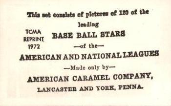 1972 TCMA 1922 American Caramel E121 Reprints #NNO George Kelly Back
