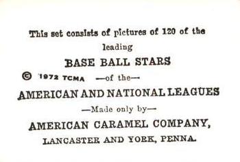 1972 TCMA 1922 American Caramel E121 Reprints #NNO George Sisler Back