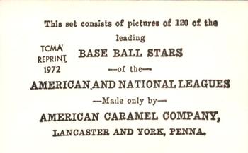 1972 TCMA 1922 American Caramel E121 Reprints #NNO Elmer Smith Back