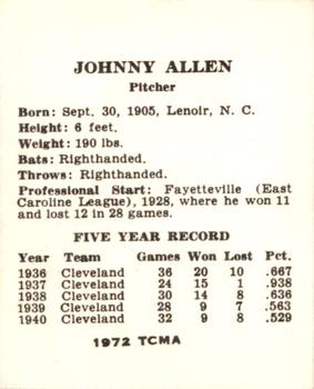1972 TCMA 1941 St. Louis Browns W753 Reprints #NNO Johnny Allen Back