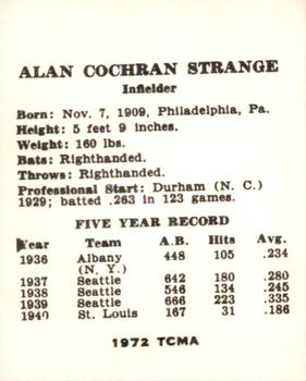 1972 TCMA 1941 St. Louis Browns W753 Reprints #NNO Alan Strange Back