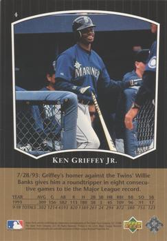1998 Upper Deck Ken Griffey Jr.'s Most Memorable Home Runs #4 Ken Griffey Jr. Back