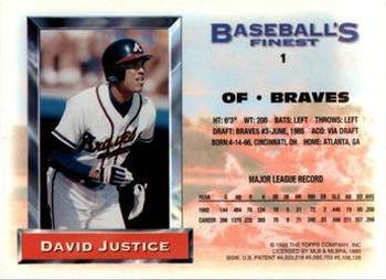 1993 Finest #1 David Justice Back