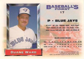 1993 Finest #17 Duane Ward Back
