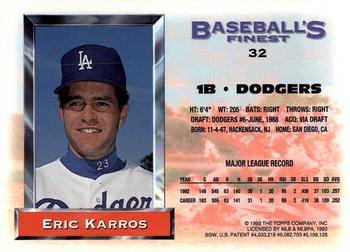 1993 Finest #32 Eric Karros Back