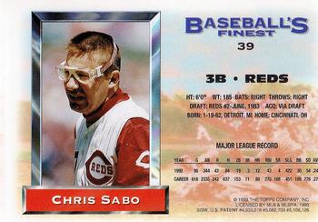 1993 Finest #39 Chris Sabo Back