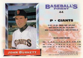 1993 Finest #44 John Burkett Back