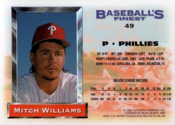 1993 Finest #49 Mitch Williams Back